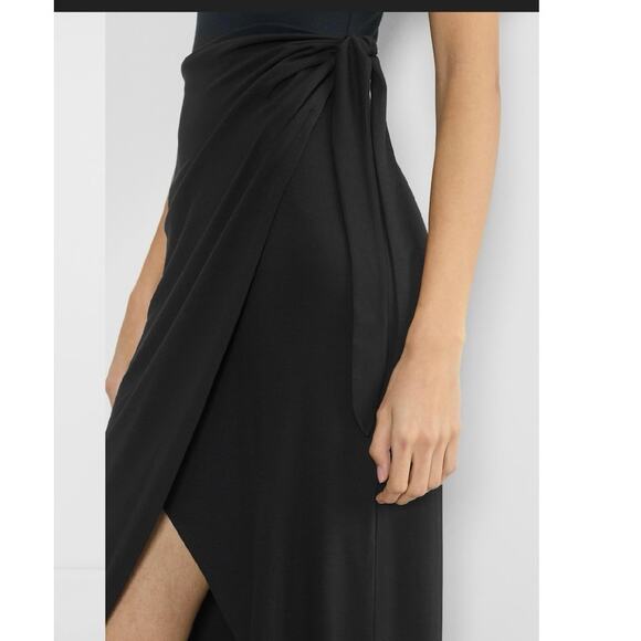 Wilfred Saturn Midi Black Tank Dress XL High Low Aritzia Viscose Stretch Sexy - Picture 15 of 15